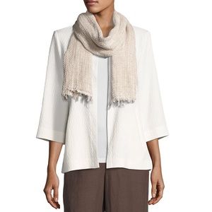 NWT Eileen Fisher White Double Weave Cardigan L